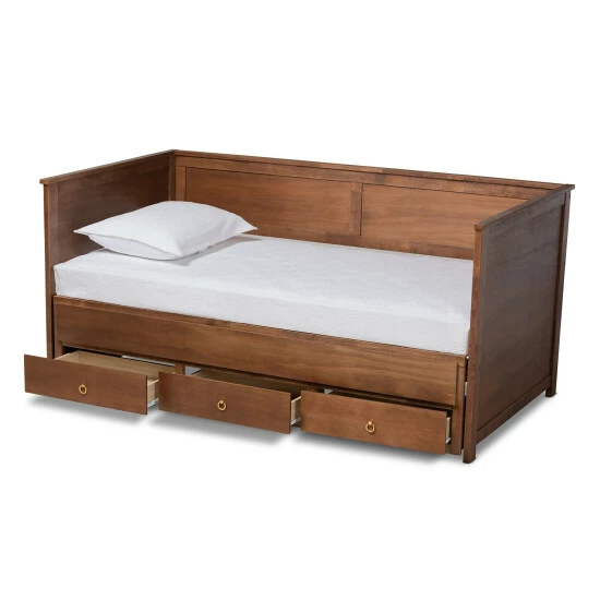 Flash Sale ๐งจ Baxton Studio Thomas Classic And Traditional Expandable Twin To King Size Daybed Walnut ๐ - Image 4