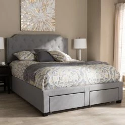 Budget 💯 Contemporary Grey Fabric Storage Bed By Baxton Studio 🛒