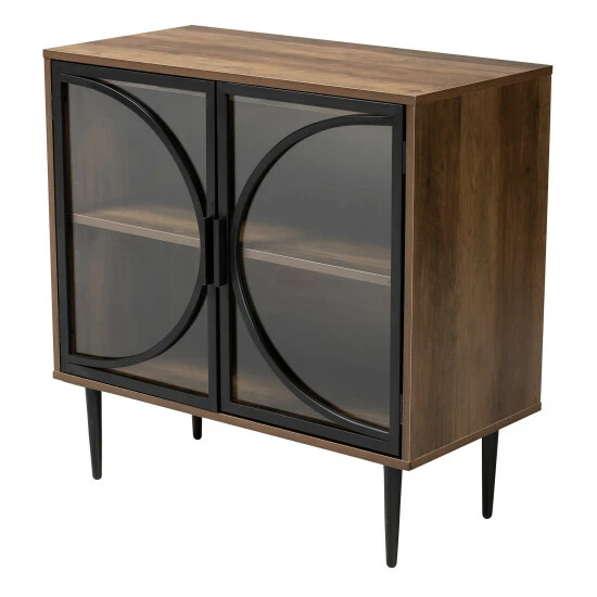 Flash Sale ๐งจ Baxton Studio Carter Mid-Century Modern Industrial Walnut Brown Finished Wood And Black Metal 2-Door Sideboard โ๏ธ - Image 2