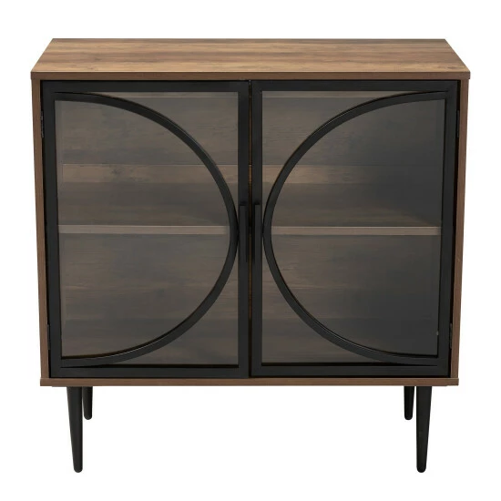 Flash Sale ๐งจ Baxton Studio Carter Mid-Century Modern Industrial Walnut Brown Finished Wood And Black Metal 2-Door Sideboard โ๏ธ - Image 4