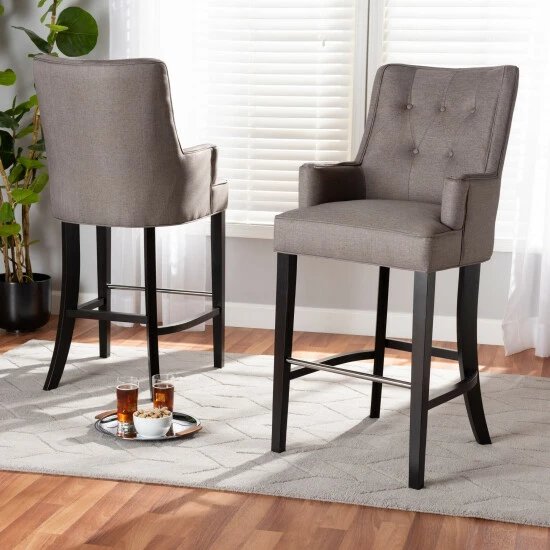 Hot Sale 👍 Baxton Studio Aldon Modern And Contemporary 2-Piece Bar Stool Set Beige 😀