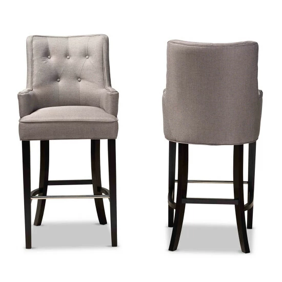 Hot Sale 👍 Baxton Studio Aldon Modern And Contemporary 2-Piece Bar Stool Set Beige 😀 - Image 4