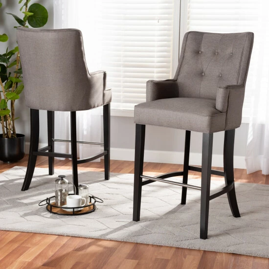Hot Sale 👍 Baxton Studio Aldon Modern And Contemporary 2-Piece Bar Stool Set Beige 😀 - Image 8