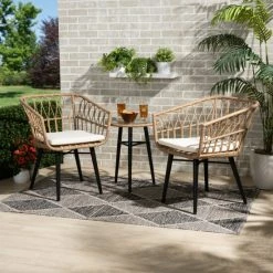 Cheapest 👏 Baxton Studio Aimon Modern & Contemporary 3-Piece Synthetic Rattan Patio Bistro Set ✔️
