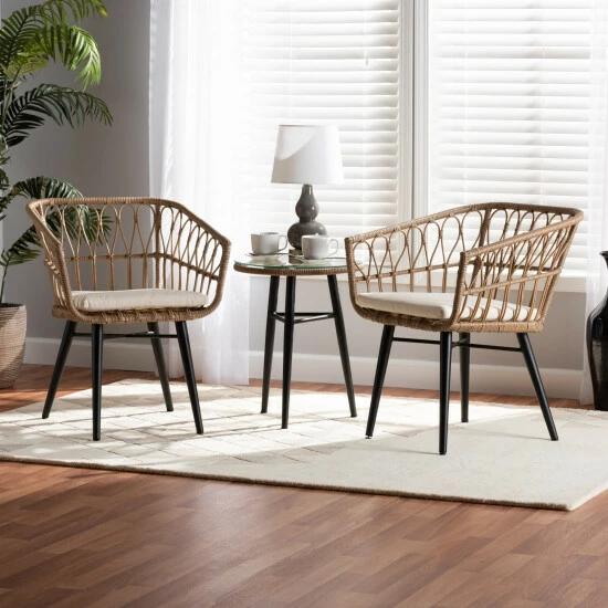 Cheapest ๐ Baxton Studio Aimon Modern & Contemporary 3-Piece Synthetic Rattan Patio Bistro Set โ๏ธ - Image 2