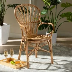 Best Sale ๐ Baxton Studio Sheraton Modern Natural Finished Rattan Dining Chair ๐