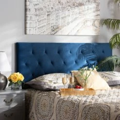 Best Sale โ Baxton Studio Felix Modern And Contemporary Velvet Upholstered Headboard-Navy Blue ๐