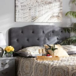 Budget ✨ Baxton Studio Gregory Modern And Contemporary Velvet Upholstered Headboard-Grey 💯