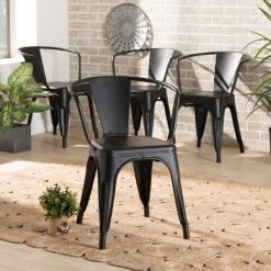 Top 10 ⌛ Baxton Studio Ryland Modern And Industrial Metal Dining Chair Set (4PC) Dark Grey ✨