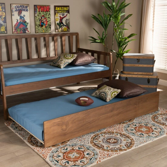Best Sale ๐ Baxton Studio Midori Modern And Contemporary Transitional Twin Size Trundle Bed ๐ฅฐ - Image 5