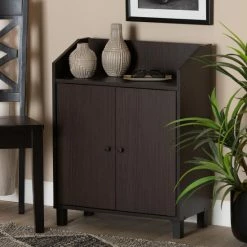 Brand new โ Baxton Studio Rossin Modern 2-Door Entryway ๐ Shoe Storage Cabinet With Top Shelf Espresso ๐