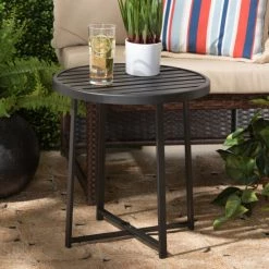 Best Pirce โค๏ธ Baxton Studio Sadiya Modern Industrial Black Finished Metal Outdoor Side Table โ