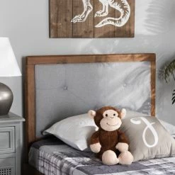 Best Sale 😀 Baxton Studio Abner Modern And Contemporary Fabric And Wood Headboard-Light Grey ⭐
