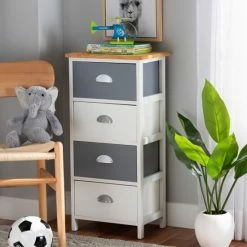 Best reviews of 🎁 Baxton Studio Calandra Modern & Contemporary 4-Drawer Wood Storage Unit-Grey/White 😍