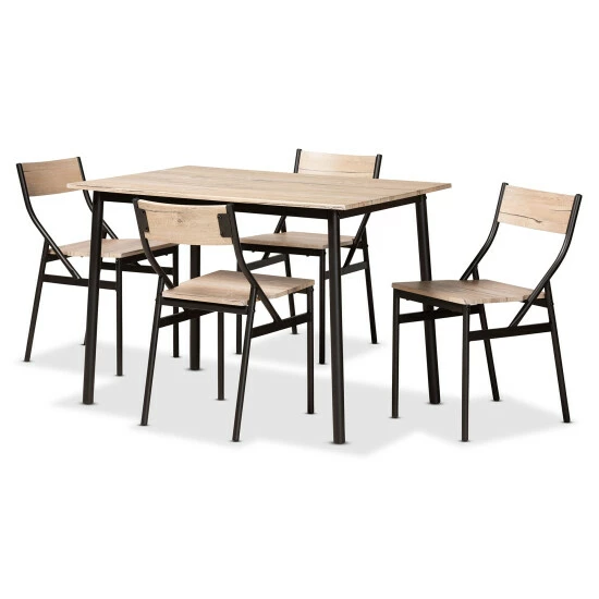 Buy ๐ฅ Baxton Studio Carmen Modern And Contemporary Metal And Wood 5-Piece Dining Set-Oak ๐งจ - Image 2