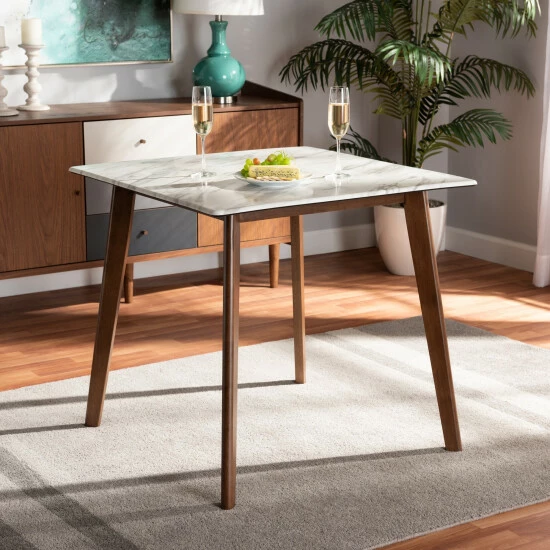 Top 10 🛒 Baxton Studio Kaylee Walnut Brown Wood Dining Table With Faux Marble Tabletop ❤️