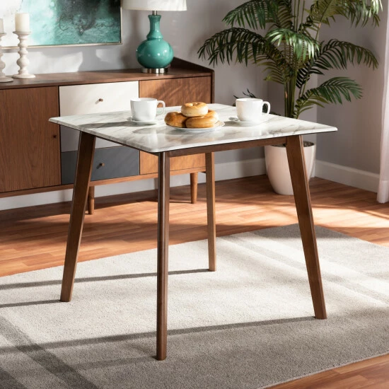 Top 10 🛒 Baxton Studio Kaylee Walnut Brown Wood Dining Table With Faux Marble Tabletop ❤️ - Image 6