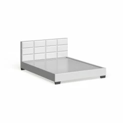Buy ⌛ Baxton Studio Vivaldi Contemporary White Faux Leather Padded Platform Base Bed ✔️