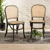 Best Pirce 🔔 Baxton Studio Cambree Mid-Century Modern Woven Rattan And Wood Dining Chair Set(2PC) 🔥