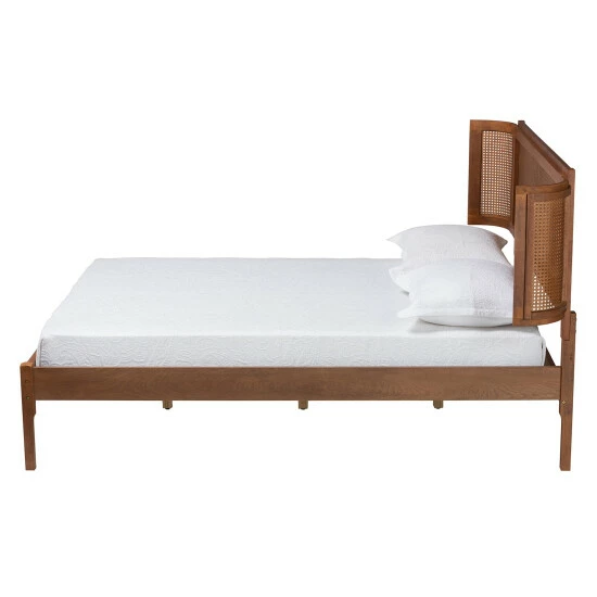 Best reviews of 👏 Baxton Studio Eridian Mid-Century Modern Walnut Brown Finished Wood And Natural Rattan Platform Bed 🎁 - Image 3