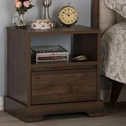 Best reviews of 🤩 Contemporary Walnut Brown 1-Drawer Nightstand By Baxton Studio 🥰