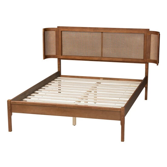 Best reviews of 👏 Baxton Studio Eridian Mid-Century Modern Walnut Brown Finished Wood And Natural Rattan Platform Bed 🎁 - Image 4