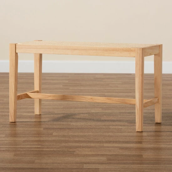 Budget ๐ฏ Baxton Studio Danyl Mid-Century Modern Oak Brown Finished Wood Rattan Accent Bench ๐ฅฐ - Image 8