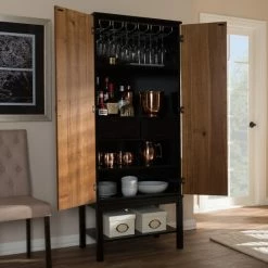 Discount 🌟 Mid-Century Two-Tone Wine Cabinet By Baxton Studio 🛒