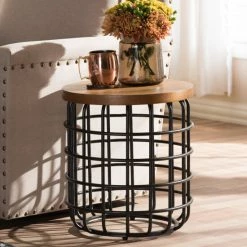 Best Sale 🔥 Baxton Studio Heli Rustic Industrial Distressed Wood Accent Table 🔔