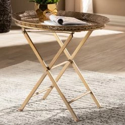 Best reviews of โญ Baxton Studio Moroccan Inspired Matte Antique Gold Foldable Accent Tray Table ๐