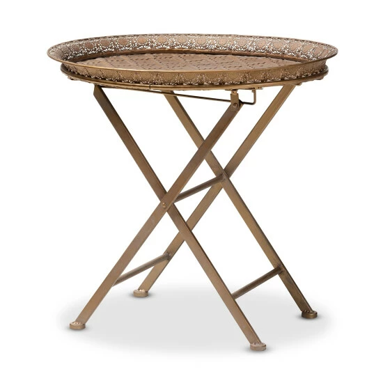 Best reviews of โญ Baxton Studio Moroccan Inspired Matte Antique Gold Foldable Accent Tray Table ๐ - Image 2