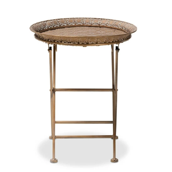 Best reviews of โญ Baxton Studio Moroccan Inspired Matte Antique Gold Foldable Accent Tray Table ๐ - Image 5