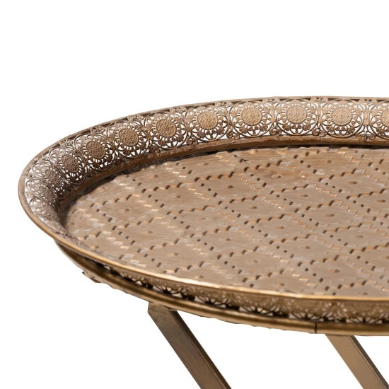 Best reviews of โญ Baxton Studio Moroccan Inspired Matte Antique Gold Foldable Accent Tray Table ๐ - Image 6