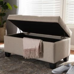 Best reviews of ❤️ Contemporary Fabric Storage Ottoman By Baxton Studio Beige ⌛