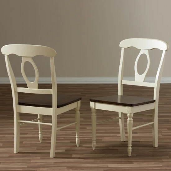 Flash Sale ๐ Baxton Studio Natasa French Country Cottage Buttermilk And Cherry Wood 2-piece Dining Chair Set ๐คฉ - Image 2