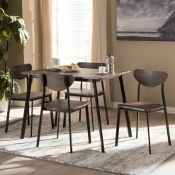 New โ Mid-Century 5-Piece Dining Set By Baxton Studio ๐งจ