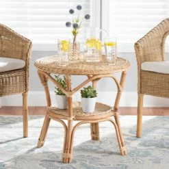 Brand new 🌟 Baxton Studio Abbey Modern Bohemian Natural Brown Antique Rattan Coffee Table 🥰