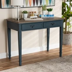 Deals 🎁 Baxton Studio French Provincial Spruce Blue Accent Writing Desk ✔️