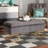 Cheap 🌟 Baxton Studio Ellery Luxe And Glam Velvet And Gold Finished Metal Storage Ottoman Grey 🔔