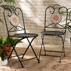 Hot Sale โจ Baxton Studio Santina Modern And Contemporary Black Metal Outdoor Dining Chairs-2pc ๐