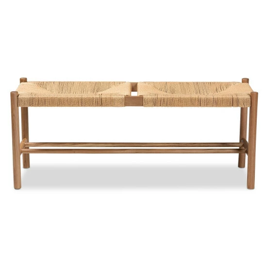 Cheap ๐ Baxton Studio Saura Mid-Century Modern Oak Brown Finished Wood And Hemp Dining Bench ๐ - Image 3