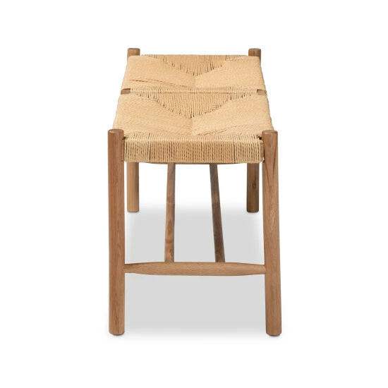 Cheap ๐ Baxton Studio Saura Mid-Century Modern Oak Brown Finished Wood And Hemp Dining Bench ๐ - Image 4