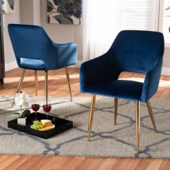 New ๐ Baxton Studio Germaine Glam And Luxe Upholstered 2-Piece Dining Chair Set ๐