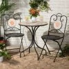 Cheap 😍 Baxton Studio Santina Contemporary Metal And Ceramic Tile 3-Piece Outdoor Bistro Set 😍