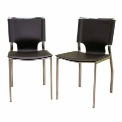 Budget โจ Baxton Studio Montclare Brown Leather Modern Dining Chairs (Set Of 2) ๐