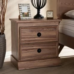 Best Pirce ๐งจ Baxton Studio Contemporary 2-drawer Oak-finished Wood Nightstand ๐