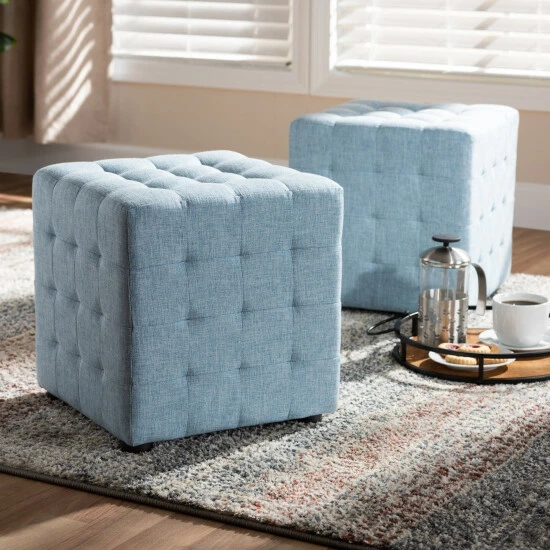 Best reviews of ๐ Baxton Studio Contemporary Fabric 2-Piece Ottoman Set Light Blue ๐ - Image 4