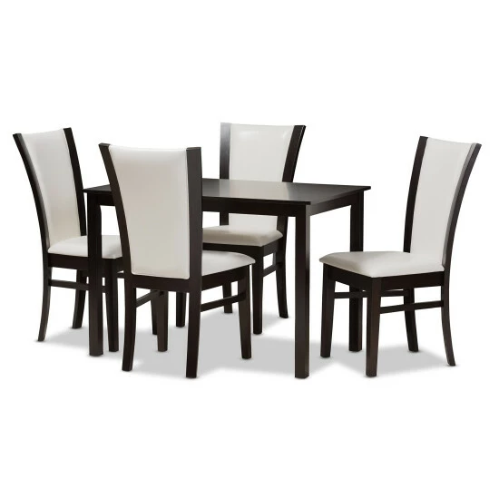 Top 10 ❤️ Contemporary 5-Piece White Faux Leather Dining Set by Baxton Studio 😉 - Image 2