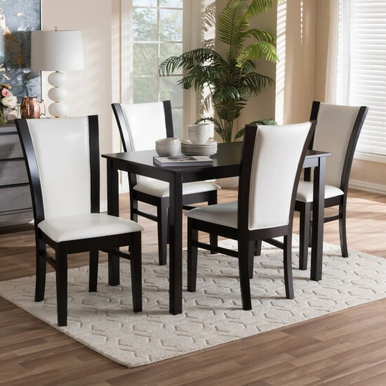 Top 10 ❤️ Contemporary 5-Piece White Faux Leather Dining Set by Baxton Studio 😉 - Image 6