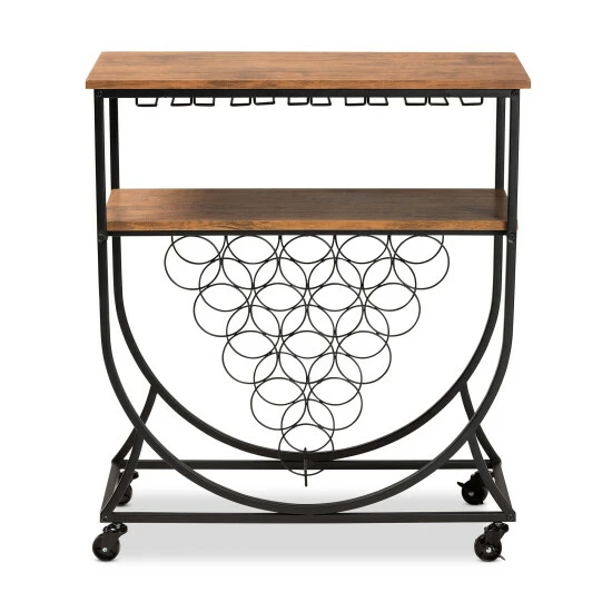 Coupon โ Baxton Studio Dania Antique Vintage Industrial Metal And Wood Mobile Wine Bar Cart ๐ - Image 3